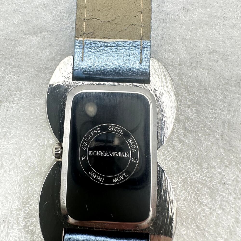 Donna Vivian Quartz Watch Silver Tone Butterfly Case Blue Leather Strap - Picture 6 of 9